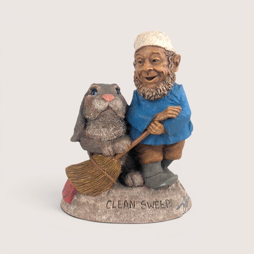 1999 Tom Clark Clean Sweep Gnome Figure Dual Signed